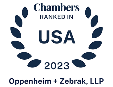 O+Z, Chambers USA Leaders in Intellectual Property Litigation award badge for 2023