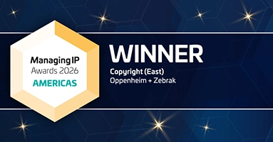 O+Z, Managine IP Copyright Firm (East) award badge